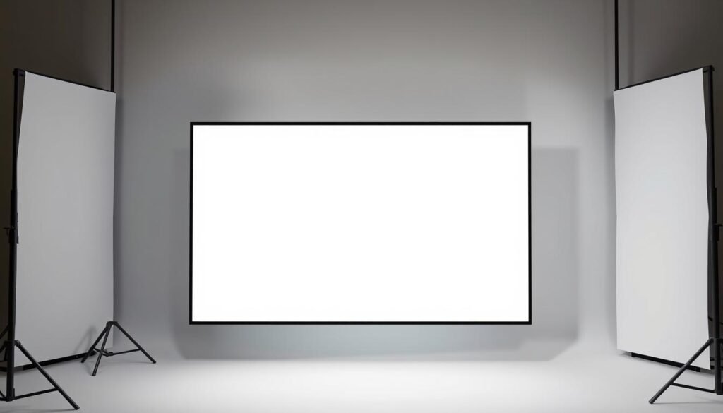 A well-lit, high-quality studio setup with a minimalist, sleek layar (screen) as the central focus. The layar should be positioned at a slight angle, casting soft, even lighting across its surface. The background should be a neutral, muted color that complements the layar, creating a clean, professional atmosphere. The overall composition should convey a sense of clarity, organization, and readiness for a successful live shopping broadcast. A well-lit, high-quality studio setup with a minimalist, sleek layar (screen) as the central focus. The layar should be positioned at a slight angle, casting soft, even lighting across its surface. The background should be a neutral, muted color that complements the layar, creating a clean, professional atmosphere. The overall composition should convey a sense of clarity, organization, and readiness for a successful live shopping broadcast.